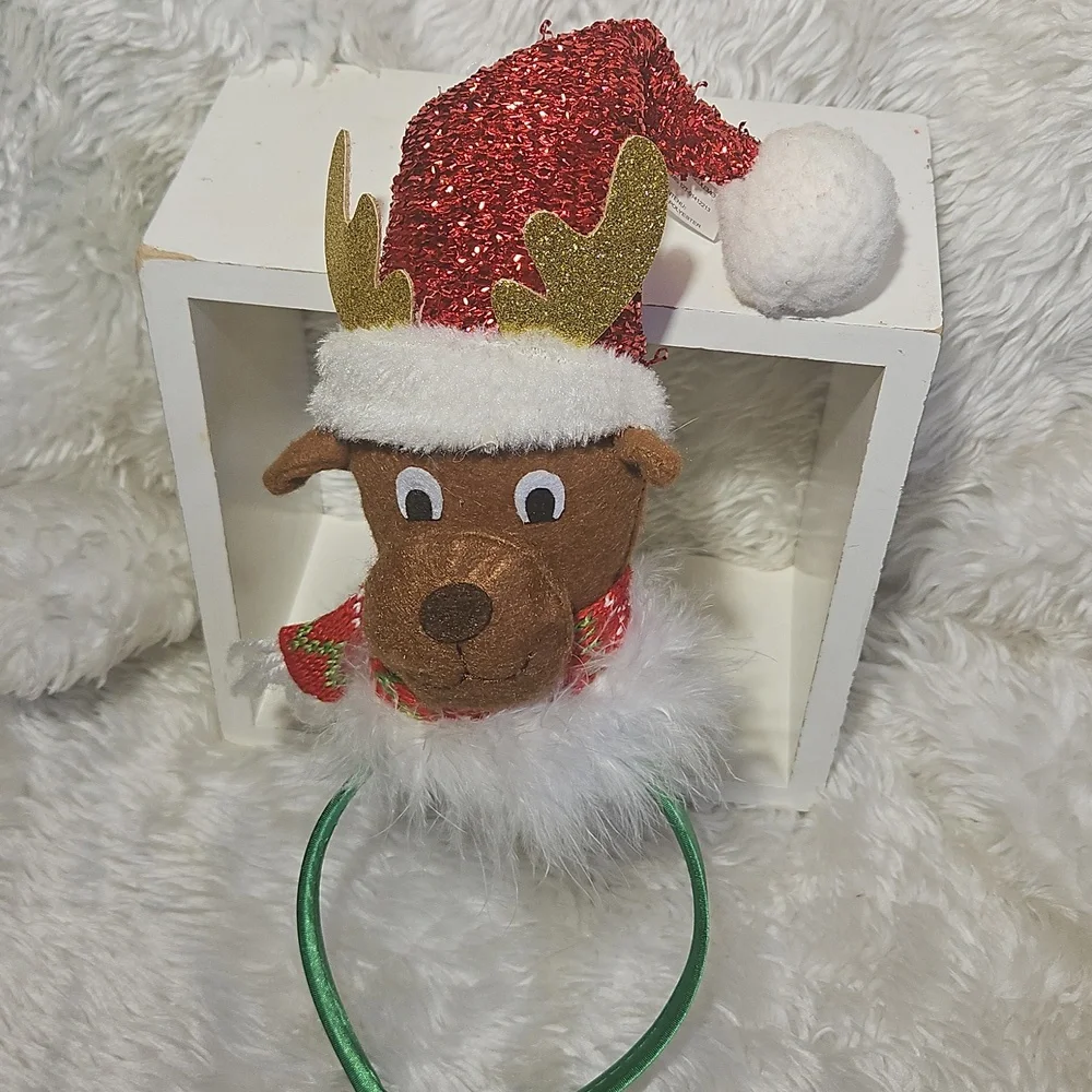 Festive Reindeer Headband Red Santa Hat Holiday Antlers Green Hair Accessory 14